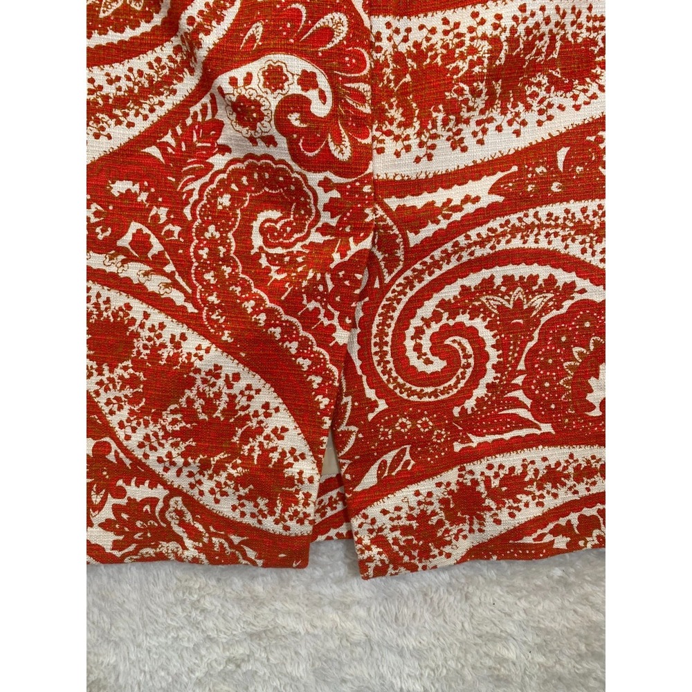 J.Crew The Pencil Skirt Red Orange Paisley Print Size 0 Cotton Spandex Blend - Picture 7 of 9